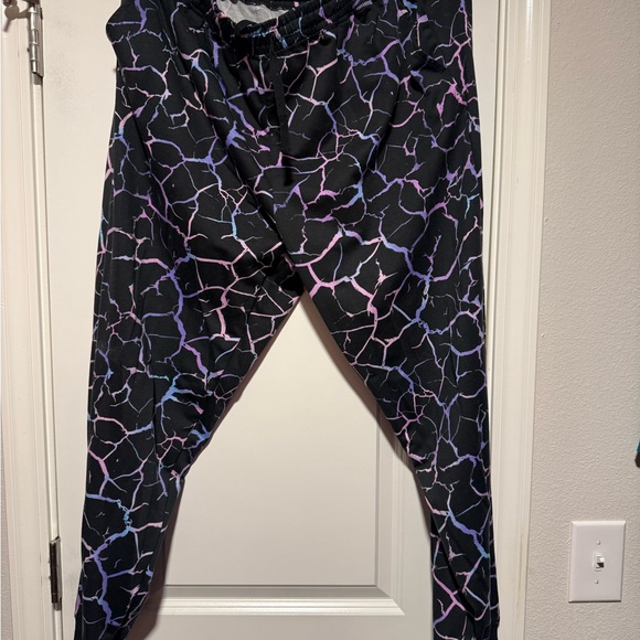 LuLaRoe Pants - Black Joggers with Pastel Lightning Print
